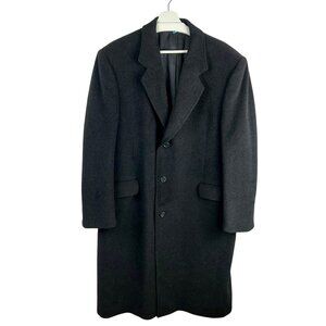 Vintage Silver Cloud Cashmere Blend Coat Men 44R Charcoal Gray Long Length Dress